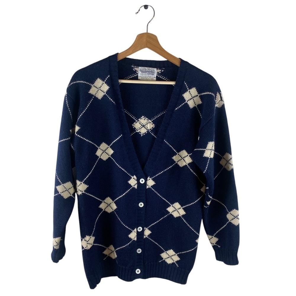 Vintage Nordstrom Wool Button Front Blue Size Small